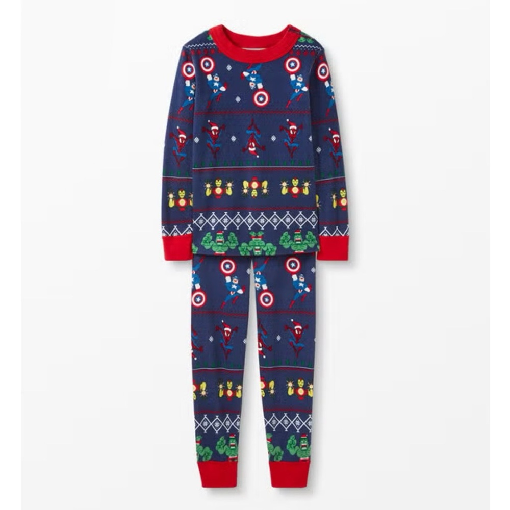 Hanna Andersson Marvel Fairisle Long John Pajamas Kids Superhero PJs Medium